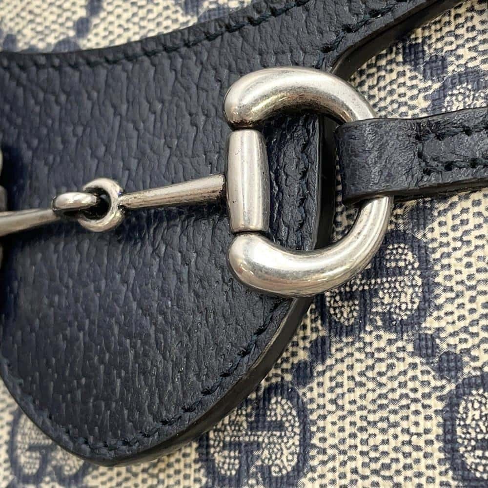 Gucci Horsebit 1955 Bag Blue GG Supreme Canvas - Picture 10 of 12